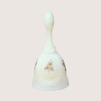 Vintage Fenton Chocolate Rose Cameo Satin Medallion Bell