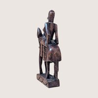 Mid Century Hand Carved African Wooden Woman on Horse