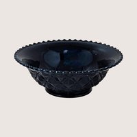 1940s LE Smith Ebony Black Glass Diamond Block Bowl