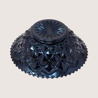 1940s LE Smith Ebony Black Glass Diamond Block Bowl
