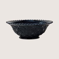1940s LE Smith Ebony Black Glass Diamond Block Bowl