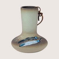 1980s Betty Selby Studio Pottery Vase Feather Design