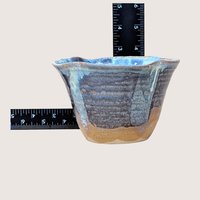 1980s Blue Studio Pottery Drip Glaze Initialed Bowl