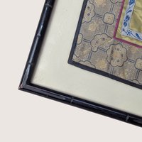 1900s Chinese Silk Embroidery Framed Sleeve Band Wall Hanging
