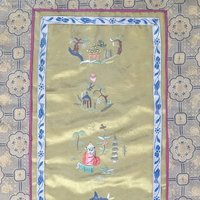 1900s Chinese Silk Embroidery Framed Sleeve Band Wall Hanging
