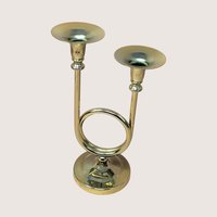 1980s Gold Horn Taper Candle Holder