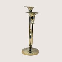 1980s Gold Horn Taper Candle Holder
