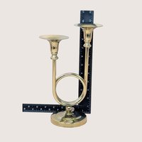 1980s Gold Horn Taper Candle Holder