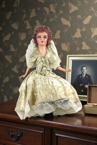 1920s Antique Boudoir Bed Doll Cream Lace Dress