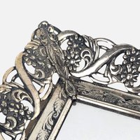 1960s Ornate Silver Metal Mirror Vanity Tray