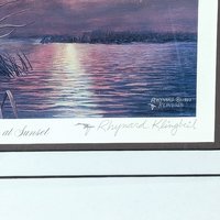 1980s Rhynard Klingbeil Mallards at Sunset Signed Numbered Framed Duck Print
