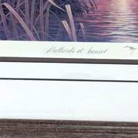 1980s Rhynard Klingbeil Mallards at Sunset Signed Numbered Framed Duck Print
