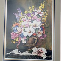 1990s Leanne Hanson Les Fleurs Classiques I Signed Lithograph Matted Floral Print
