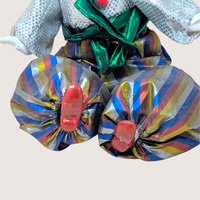 1980s Porcelain Head Posable Colorful Clown Doll