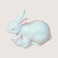 1960s Rosenthal Netter Ceramic Mother and Baby Bunny Figurine