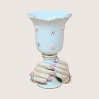 Vintage Ceramic Hands Holding Cup Candle Holder Pair