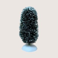 1980s Dept 56 Village Frosted Topiary Trees Bottle Brush Set of 8