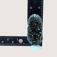 1980s Dept 56 Village Frosted Topiary Trees Bottle Brush Set of 8