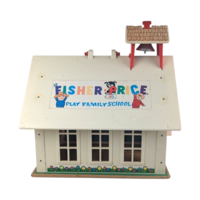 Vintage 1971 Fisher Price Play Family School House #923, Little People Schoolhouse with Bell Tower for Play or Nursery Decor