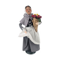 Vintage 1997 Byers' Choice Caroler Pilgrim Woman with Fruit Basket, Signed Thanksgiving Colonial Figure