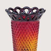 Vintage Imperial Glass Amberina Lace Edge 5 inch Vase