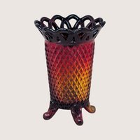 Vintage Imperial Glass Amberina Lace Edge 5 inch Vase