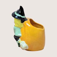 Vintage Halloween Witch Riding Pumpkin Planter