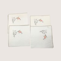 1960s Bucilla Linen Cross Stitch Placemat Set 