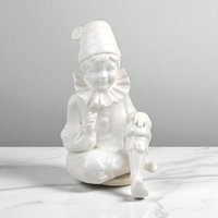 Vintage Pierrot Clown Music Box, White Ceramic Sad Clown Figurine, 1970s Rotating Musical Statue, Collectible Nursery Decor