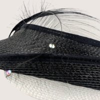 Vintage Jody G for Sylvia Black and White Straw Cocktail Brim Hat