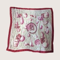 Vintage Asian Pottery Print Silk Scarf