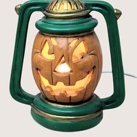 Vintage Ceramic Jack-O-Lantern Pumpkin Lantern Light