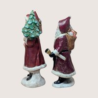 Vintage Pair Hand Painted Old World Santa Figures
