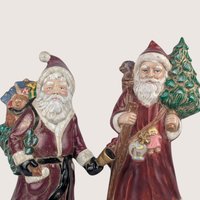 Vintage Hand Painted Old World Santa Figurine Pair