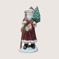 Vintage Pair Hand Painted Old World Santa Figures