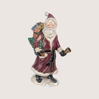 Vintage Hand Painted Old World Santa Figurine Pair