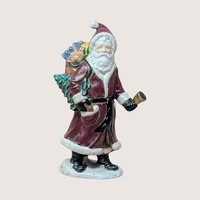 Vintage Pair Hand Painted Old World Santa Figures