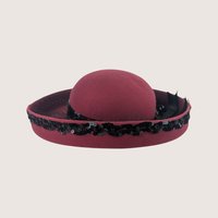 Vintage Delisa Wool Burgundy Sequin Cocktail Brim Hat Daytons Tag