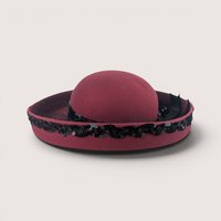 Vintage Delisa Wool Burgundy Sequin Cocktail Brim Hat Daytons Tag