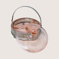 1930s Pink Depression Glass Covered Bowl