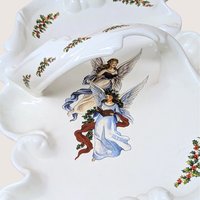 Vintage Handmade Ceramic Christmas Angel Tray