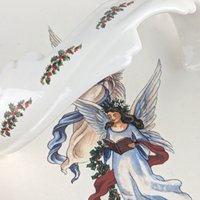 Vintage Handmade Ceramic Christmas Angel Tray