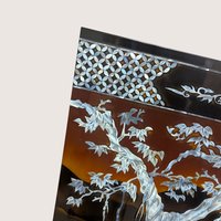 Vintage Mid Century Vietnamese Mother of Pearl Inlay Lacquer Wall Panel