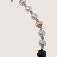 Vintage George Blue White and Gold Glass Bead Necklace