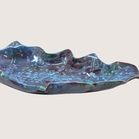 1970s Handmade Ceramic Holly Leaf Dish