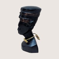 1970s Hand Carved Wood Queen Nefertiti Bust