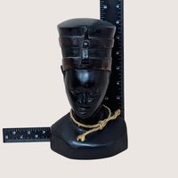 1970s Hand Carved Wood Queen Nefertiti Bust