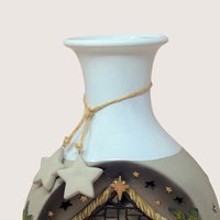 1990s Roman Inc Ceramic Light Up Nativity Vase