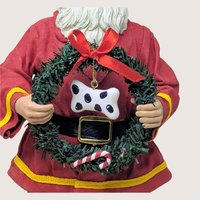 1990s Fabriche Fireman Santa Holding Wreath Figurine