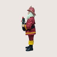1990s Fabriche Fireman Santa Holding Wreath Figurine
